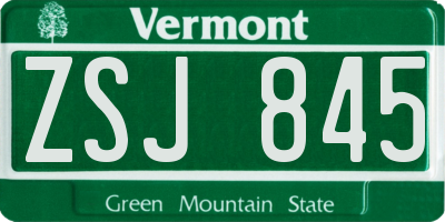 VT license plate ZSJ845