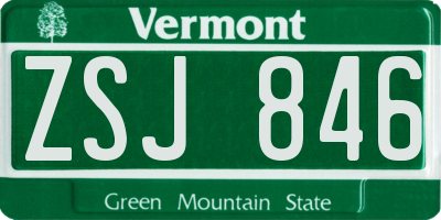 VT license plate ZSJ846