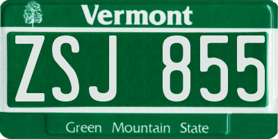 VT license plate ZSJ855
