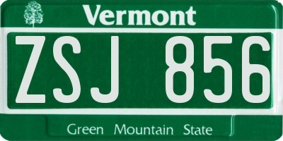 VT license plate ZSJ856