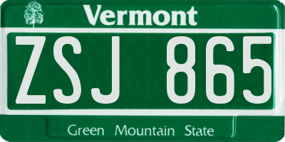 VT license plate ZSJ865