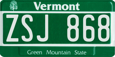 VT license plate ZSJ868