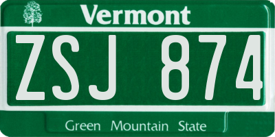 VT license plate ZSJ874