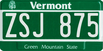 VT license plate ZSJ875