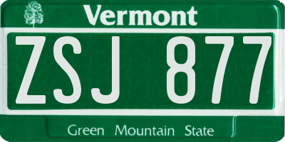 VT license plate ZSJ877