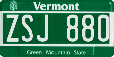 VT license plate ZSJ880