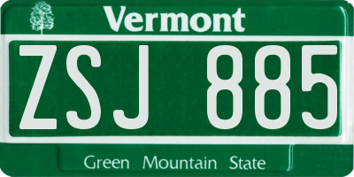 VT license plate ZSJ885