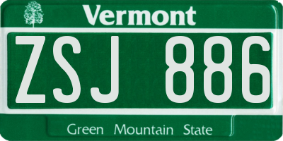 VT license plate ZSJ886