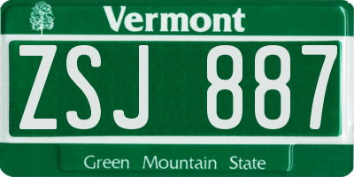 VT license plate ZSJ887