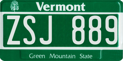 VT license plate ZSJ889