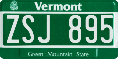 VT license plate ZSJ895