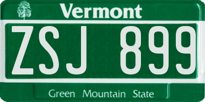 VT license plate ZSJ899