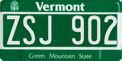 VT license plate ZSJ902