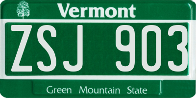 VT license plate ZSJ903