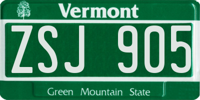 VT license plate ZSJ905