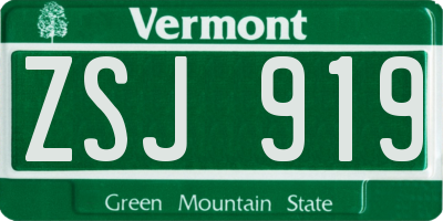 VT license plate ZSJ919