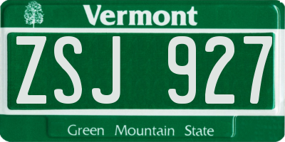 VT license plate ZSJ927