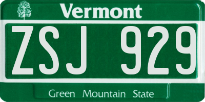 VT license plate ZSJ929