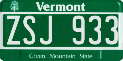 VT license plate ZSJ933