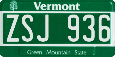 VT license plate ZSJ936