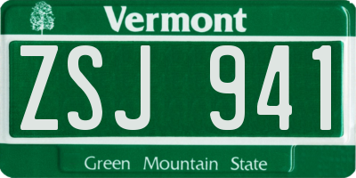 VT license plate ZSJ941