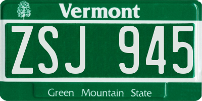 VT license plate ZSJ945