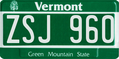 VT license plate ZSJ960