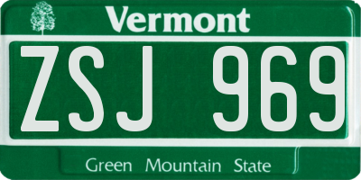 VT license plate ZSJ969