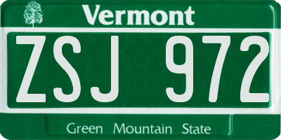 VT license plate ZSJ972