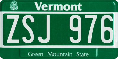 VT license plate ZSJ976