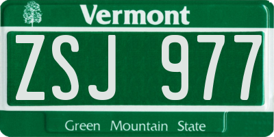 VT license plate ZSJ977