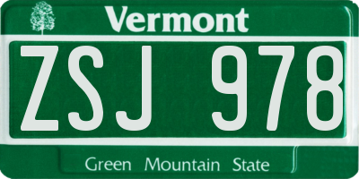 VT license plate ZSJ978