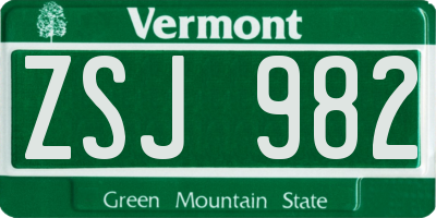 VT license plate ZSJ982