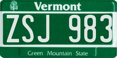 VT license plate ZSJ983
