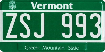 VT license plate ZSJ993
