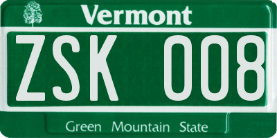 VT license plate ZSK008