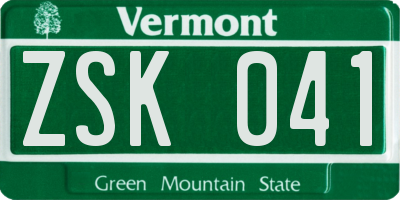 VT license plate ZSK041
