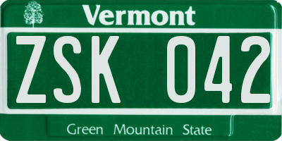VT license plate ZSK042