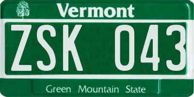 VT license plate ZSK043