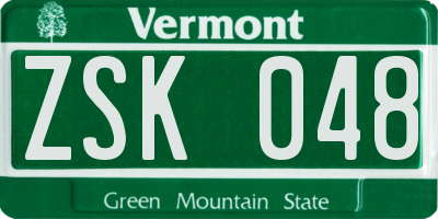 VT license plate ZSK048