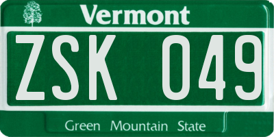 VT license plate ZSK049