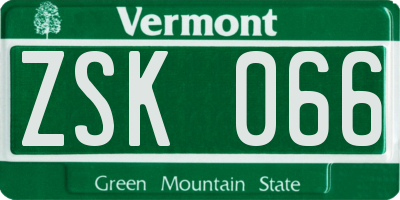 VT license plate ZSK066