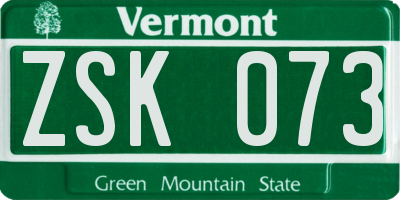 VT license plate ZSK073