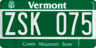 VT license plate ZSK075