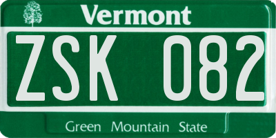 VT license plate ZSK082