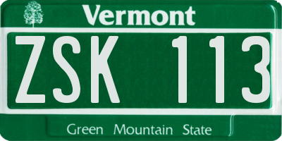 VT license plate ZSK113