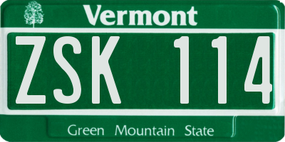 VT license plate ZSK114