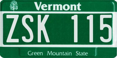 VT license plate ZSK115
