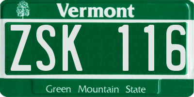VT license plate ZSK116