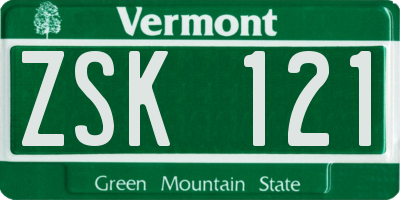 VT license plate ZSK121